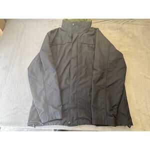 LL BEAN Storm Chaser 3 in 1 Hood Jacket Fleece 2-Piece Black/Olive Men’s Size L